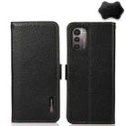 For Nokia G21 / G11 4G KHAZNEH Side-Magnetic Litchi Genuine Leather RFID Phone Case(Black) - 1