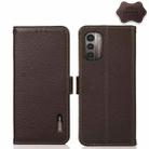 For Nokia G21 / G11 4G KHAZNEH Side-Magnetic Litchi Genuine Leather RFID Phone Case(Brown) - 1