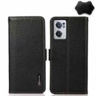 For OnePlus Nord CE 2 5G KHAZNEH Side-Magnetic Litchi Genuine Leather RFID Phone Case(Black) - 1