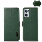 For OnePlus Nord CE 2 5G KHAZNEH Side-Magnetic Litchi Genuine Leather RFID Phone Case(Green) - 1