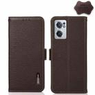 For OnePlus Nord CE 2 5G KHAZNEH Side-Magnetic Litchi Genuine Leather RFID Phone Case(Brown) - 1