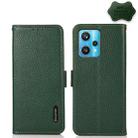 For OPPO Realme 9 Pro+ KHAZNEH Side-Magnetic Litchi Genuine Leather RFID Phone Case(Green) - 1