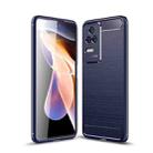 For Xiaomi Redmi K40S Brushed Texture Carbon Fiber TPU Phone Case(Navy Blue) - 1