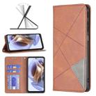 For Motorola Moto G31 / G41 Side Fingerprint Version Prismatic Invisible Magnetic Leather Phone Case(Brown) - 1