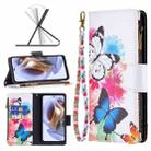 For Motorola Moto G31 / G41 Colored Drawing Pattern Zipper Leather Phone Case(Two Butterflies) - 1