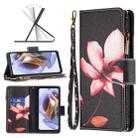 For Motorola Moto G31 / G41 Colored Drawing Pattern Zipper Leather Phone Case(Lotus) - 1