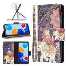 For Xiaomi Redmi Note 11 Colored Drawing Pattern Zipper Leather Phone Case(Flower Elephants) - 1