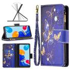 For Xiaomi Redmi Note 11 Colored Drawing Pattern Zipper Leather Phone Case(Purple Butterfly) - 1