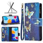 For Xiaomi Redmi Note 11 Colored Drawing Pattern Zipper Leather Phone Case(Gold Butterfly) - 1