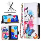 For Xiaomi Redmi Note 11 Colored Drawing Pattern Zipper Leather Phone Case(Two Butterflies) - 1