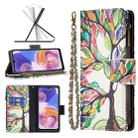 For Samsung Galaxy A23 5G Colored Drawing Pattern Zipper Leather Phone Case(Big Tree) - 1