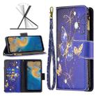 For ZTE Blade A51 Colored Drawing Pattern Zipper Leather Phone Case(Purple Butterfly) - 1