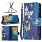 For ZTE Blade A51 Colored Drawing Pattern Zipper Leather Phone Case(Gold Butterfly) - 1