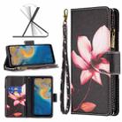 For ZTE Blade A51 Colored Drawing Pattern Zipper Leather Phone Case(Lotus) - 1