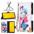 For ZTE Blade A71 Colored Drawing Pattern Zipper Leather Phone Case(Two Butterflies) - 1