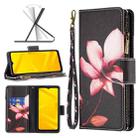 For ZTE Blade A71 Colored Drawing Pattern Zipper Leather Phone Case(Lotus) - 1