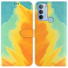 For Motorola Moto G31 4G Brazil Version with Fingerprint Watercolor Pattern Horizontal Flip Leather Phone Case(Autumn Leaf Color) - 1