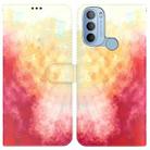 For Motorola Moto G31 4G Brazil Version with Fingerprint Watercolor Pattern Horizontal Flip Leather Phone Case(Spring Cherry) - 1