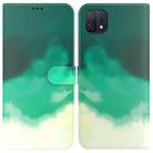 For OPPO A16K Watercolor Pattern Horizontal Flip Leather Phone Case(Cyan Green) - 1
