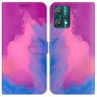 For OPPO Realme 9 Pro+ Watercolor Pattern Horizontal Flip Leather Phone Case(Purple Red) - 1