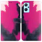 For OPPO Realme 9i / A36 / A76 Watercolor Pattern Horizontal Flip Leather Phone Case(Berry Color) - 1