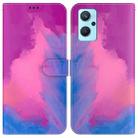 For OPPO Realme 9i / A36 / A76 Watercolor Pattern Horizontal Flip Leather Phone Case(Purple Red) - 1