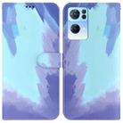 For OPPO Reno7 Pro 5G Watercolor Pattern Horizontal Flip Leather Phone Case(Winter Snow) - 1