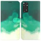 For Xiaomi Redmi Note 11 Foreign Version / Note 11S Watercolor Pattern Horizontal Flip Leather Phone Case(Cyan Green) - 1