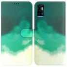 For ZTE Blade A72 / V40 Vita Watercolor Pattern Horizontal Flip Leather Phone Case(Cyan Green) - 1