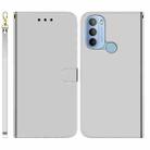 For Motorola Moto G31 4G Brazil Version with Fingerprint Imitated Mirror Surface Horizontal Flip Leather Phone Case(Silver) - 1