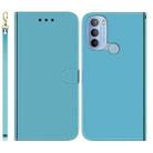 For Motorola Moto G31 4G Brazil Version with Fingerprint Imitated Mirror Surface Horizontal Flip Leather Phone Case(Blue) - 1