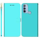 For Motorola Moto G31 4G Brazil Version with Fingerprint Imitated Mirror Surface Horizontal Flip Leather Phone Case(Mint Green) - 1