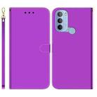 For Motorola Moto G31 4G Brazil Version with Fingerprint Imitated Mirror Surface Horizontal Flip Leather Phone Case(Purple) - 1