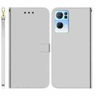 For OPPO Reno7 Pro 5G Imitated Mirror Surface Horizontal Flip Leather Phone Case(Silver) - 1
