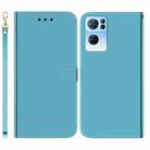 For OPPO Reno7 Pro 5G Imitated Mirror Surface Horizontal Flip Leather Phone Case(Blue) - 1