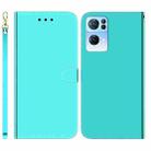 For OPPO Reno7 Pro 5G Imitated Mirror Surface Horizontal Flip Leather Phone Case(Mint Green) - 1