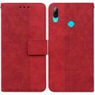 For Huawei P smart 2019/Honor 10 Lite Geometric Embossed Leather Phone Case(Red) - 1