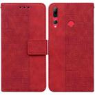 For Huawei P smart+ 2019/Enjoy 9s/Honor 10i/20i/20 Lite Geometric Embossed Leather Phone Case(Red) - 1