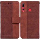 For Huawei P smart Z/Y9 Prime 2019/Honor 9X Foreign Version Geometric Embossed Leather Phone Case(Brown) - 1