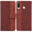 For Huawei P30 Lite / nova 4e Geometric Embossed Leather Phone Case(Brown) - 1