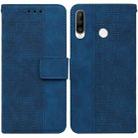 For Huawei P30 Lite / nova 4e Geometric Embossed Leather Phone Case(Blue) - 1