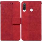 For Huawei P30 Lite / nova 4e Geometric Embossed Leather Phone Case(Red) - 1