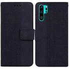 For Huawei P30 Pro Geometric Embossed Leather Phone Case(Black) - 1