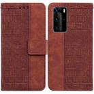 For Huawei P40 Pro Geometric Embossed Leather Phone Case(Brown) - 1