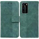 For Huawei P40 Pro Geometric Embossed Leather Phone Case(Green) - 1