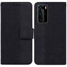 For Huawei P40 Pro Geometric Embossed Leather Phone Case(Black) - 1