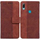 For Huawei Y6 2019 Geometric Embossed Leather Phone Case(Brown) - 1