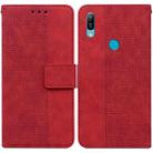 For Huawei Y6 2019 Geometric Embossed Leather Phone Case(Red) - 1