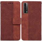 For Huawei P smart 2021 / Y7a Geometric Embossed Leather Phone Case(Brown) - 1