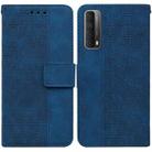 For Huawei P smart 2021 / Y7a Geometric Embossed Leather Phone Case(Blue) - 1